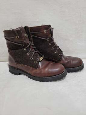 Harley-Davidson Dana Boots Women's Sz 8 1/2 Brown Leather Wool Lug D84548